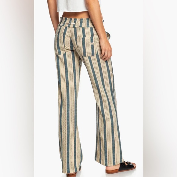 RoXy Oceanside Stripe Flare Pants Size Small - Picture 2 of 10